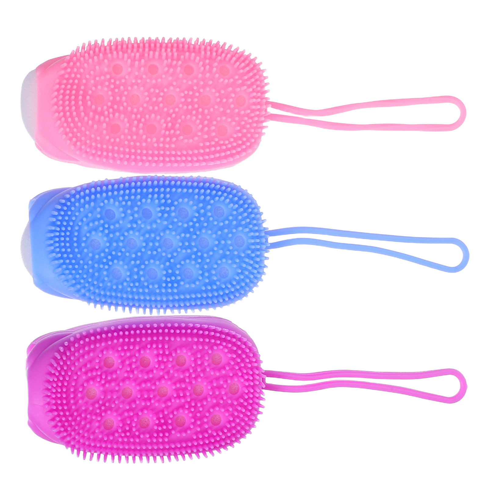 Body Brush - 3Pcs Silicone Exfoliating Body Scrubber Dual