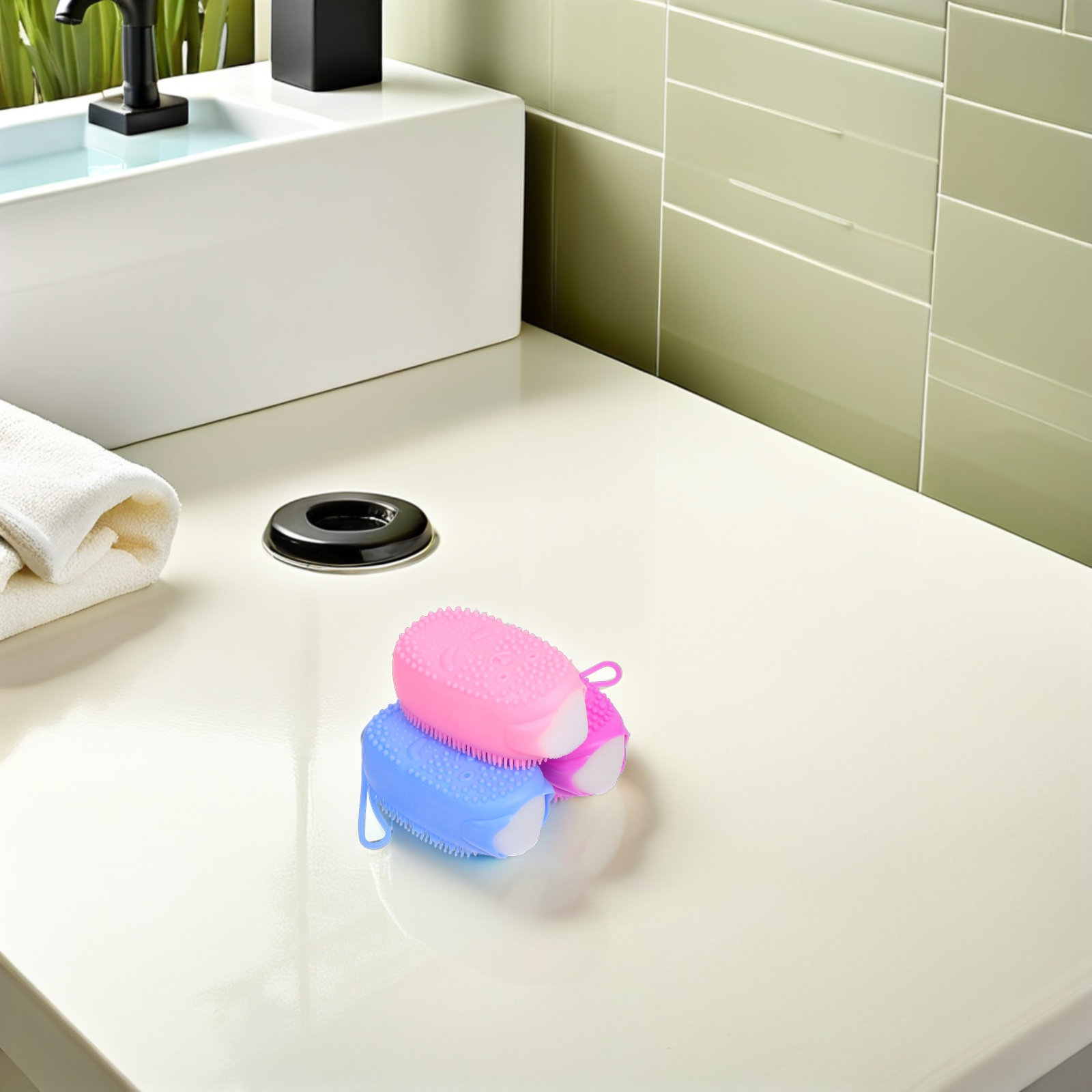 3Pcs Silicone Shower Brush Dua - Body Brush ulasan dan harga